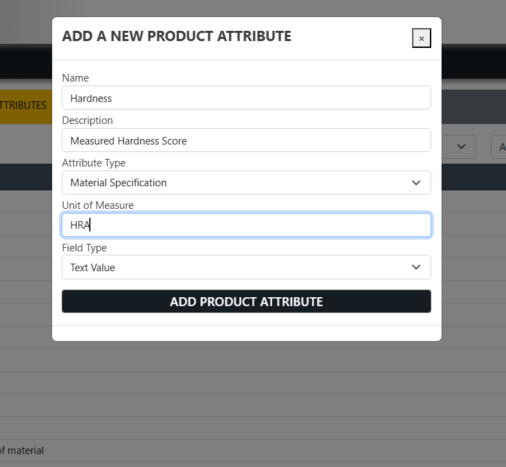 The Add Product Attribute form. The Options field only appears once Field Type is set to “Drop Down Menu”.