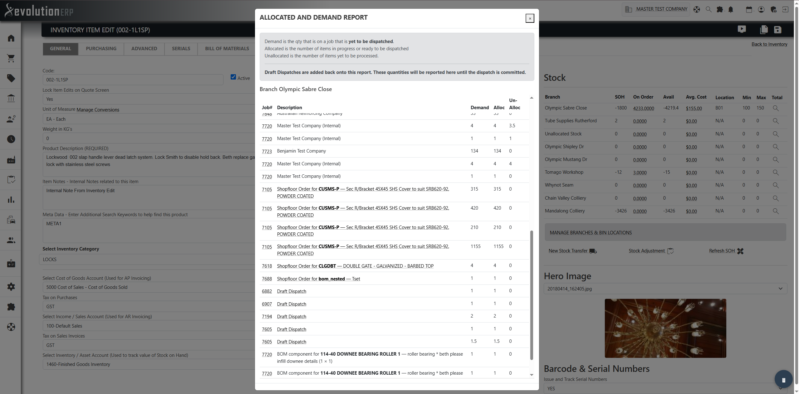 The Demand breakdown for a component, now including the quantity required by projects that build it into a parent item via a Bill of Materials.