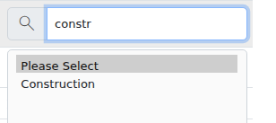 Typing narrows the list straight away — here, "constr" finds Construction.