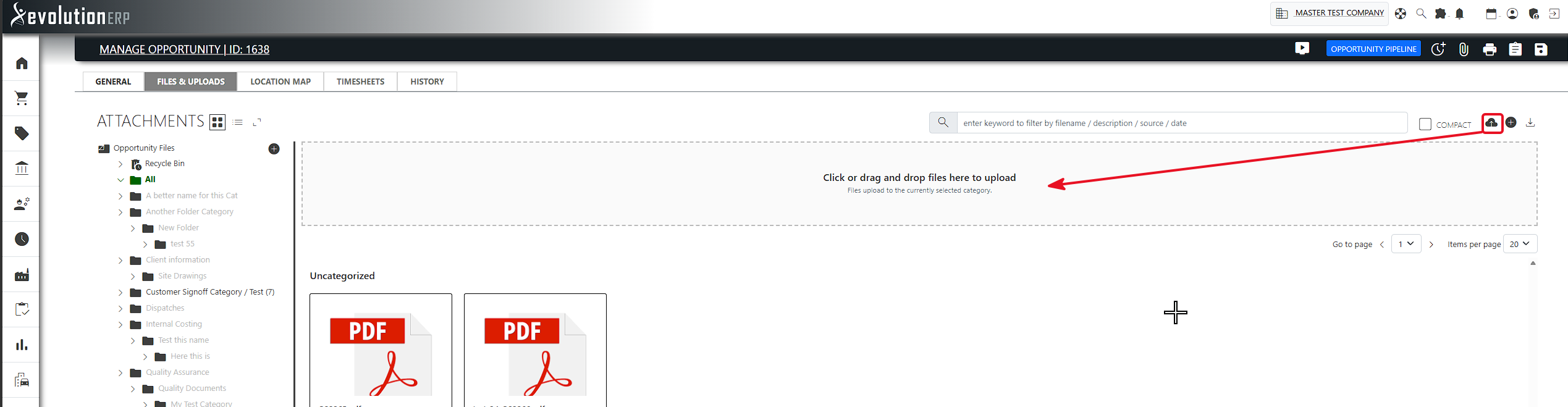 The drag-and-drop upload box. Drop files onto it, or click to browse.