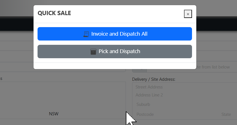 The Quick Supply window and its actions